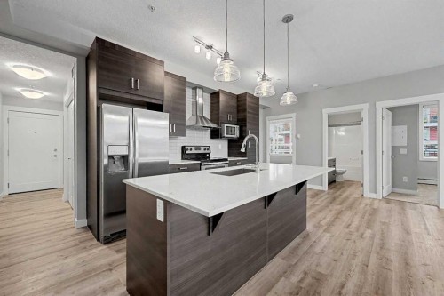 304-10 Walgrove Walk Se, Calgary, AB - Indoor Photo Showing Kitchen With Upgraded Kitchen