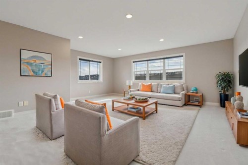 357 Kincora Drive Nw, Calgary, AB - Indoor Photo Showing Living Room