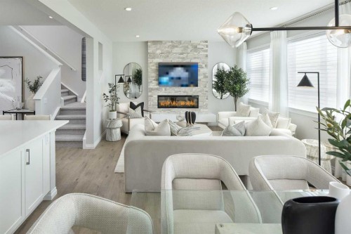 174 Setonstone Green Se, Calgary, AB - Indoor With Fireplace