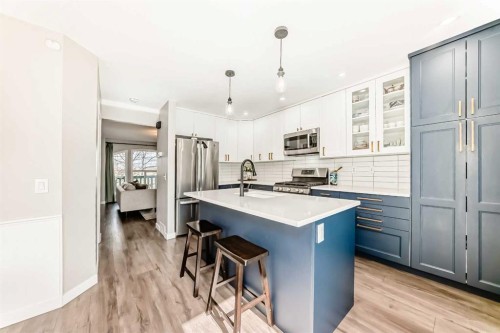 136 Hidden Hills Road Nw, Calgary, AB - Indoor Photo Showing Kitchen With Stainless Steel Kitchen With Upgraded Kitchen