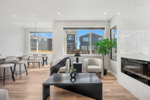353 Seton Villas Se, Calgary, AB - Indoor With Fireplace