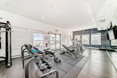 2225-76 Cornerstone Passage Ne, Calgary, AB - Indoor Photo Showing Gym Room