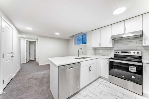 332 Magnolia Crescent Se, Calgary, AB - Indoor Photo Showing Kitchen With Double Sink