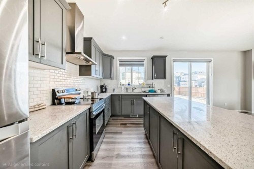 126 Cityspring Gate Ne, Calgary, AB - Indoor Photo Showing Kitchen With Double Sink With Upgraded Kitchen