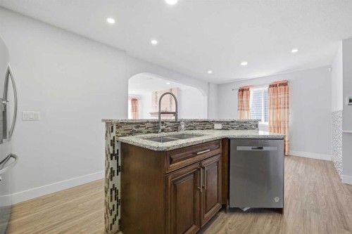 256 Saddlecrest Boulevard Ne, Calgary, AB - Indoor Photo Showing Kitchen With Double Sink With Upgraded Kitchen
