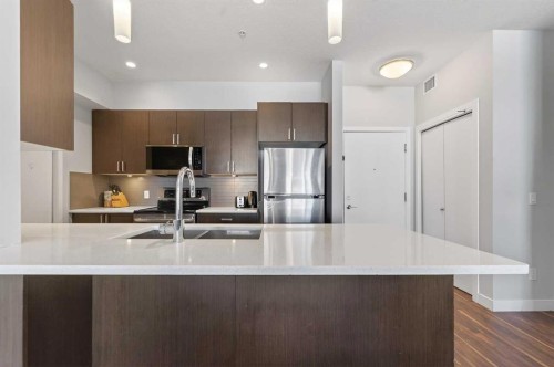 301-16 Auburn Bay Link Se, Calgary, AB - Indoor Photo Showing Kitchen With Upgraded Kitchen