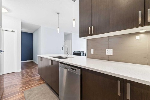 301-16 Auburn Bay Link Se, Calgary, AB - Indoor Photo Showing Kitchen With Double Sink With Upgraded Kitchen