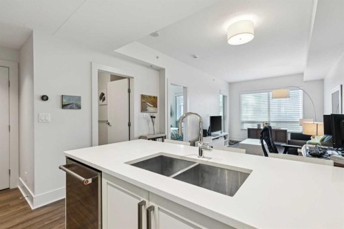 402-46 9 Street Ne, Calgary, AB - Indoor Photo Showing Kitchen With Double Sink