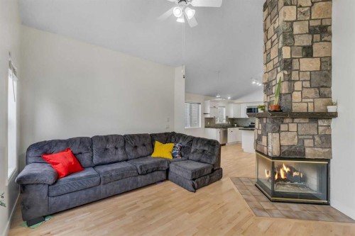 44 Douglas Glen Crescent Se, Calgary, AB - Indoor Photo Showing Living Room With Fireplace