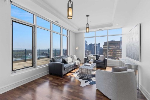 2801-910 5 Avenue Sw, Calgary, AB - Indoor Photo Showing Living Room