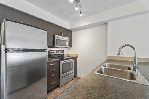 410-121 Copperpond Common Se, Calgary, AB - Indoor Photo Showing Kitchen With Stainless Steel Kitchen With Double Sink
