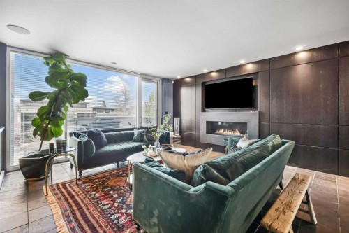 2115 29 Avenue Sw, Calgary, AB - Indoor Photo Showing Living Room With Fireplace