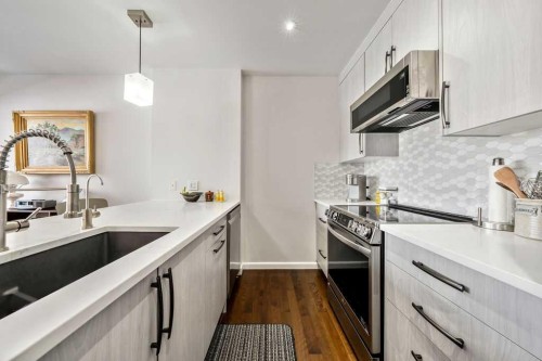 207-414 Meredith Road Ne, Calgary, AB - Indoor Photo Showing Kitchen With Upgraded Kitchen