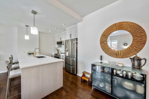 207-414 Meredith Road Ne, Calgary, AB - Indoor Photo Showing Kitchen With Upgraded Kitchen