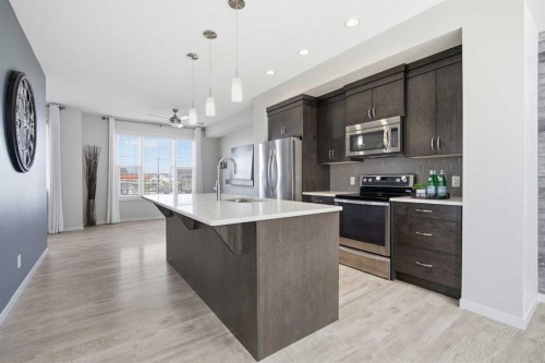101 New Brighton Walk Se, Calgary, AB - Indoor Photo Showing Kitchen With Stainless Steel Kitchen With Upgraded Kitchen