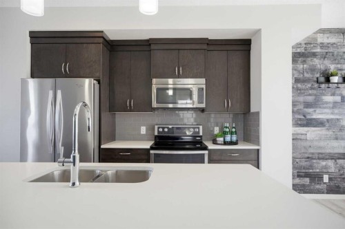 101 New Brighton Walk Se, Calgary, AB - Indoor Photo Showing Kitchen With Stainless Steel Kitchen With Double Sink With Upgraded Kitchen