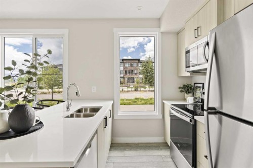 1104-60 Howse Lane, Calgary, AB - Indoor Photo Showing Kitchen With Double Sink