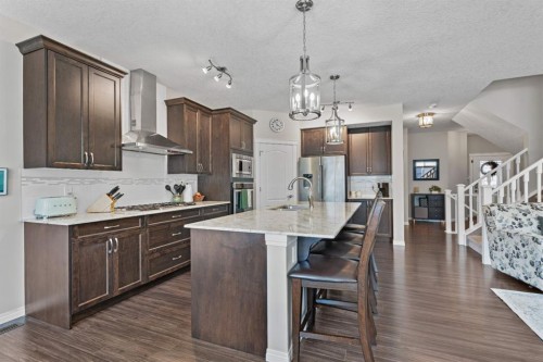 49 Kingsbridge Place Se, Airdrie, AB - Indoor Photo Showing Kitchen With Upgraded Kitchen
