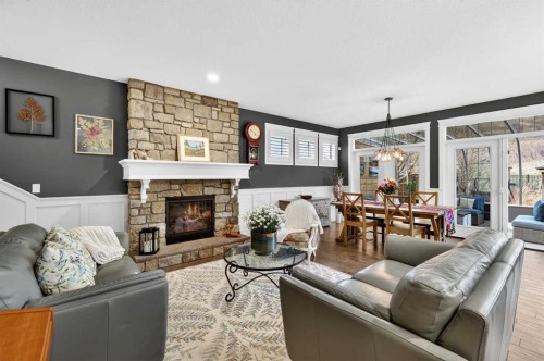 90 Cranbrook Hill Se, Calgary, AB - Indoor Photo Showing Living Room With Fireplace