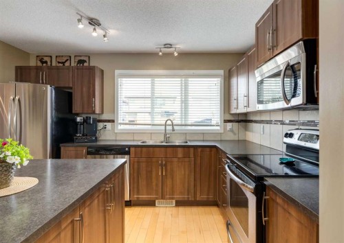 165 Walden Manor Se, Calgary, AB - Indoor Photo Showing Kitchen With Double Sink