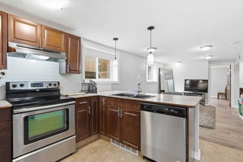 111 Shawglen Road Sw, Calgary, AB - Indoor Photo Showing Kitchen With Stainless Steel Kitchen With Double Sink With Upgraded Kitchen