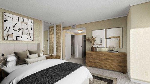 1002A-500 Eau Claire Avenue Sw, Calgary, AB - Indoor Photo Showing Bedroom