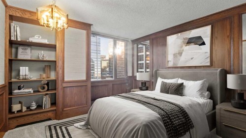 1002A-500 Eau Claire Avenue Sw, Calgary, AB - Indoor Photo Showing Bedroom