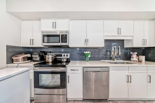 220-7 Westpark Common Sw, Calgary, AB - Indoor Photo Showing Kitchen With Stainless Steel Kitchen With Double Sink