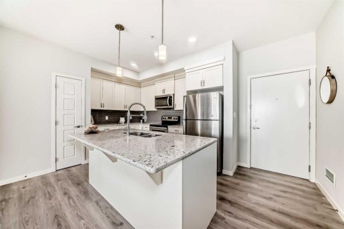 215-20 Seton Park, Calgary, AB - Indoor Photo Showing Kitchen With Double Sink With Upgraded Kitchen