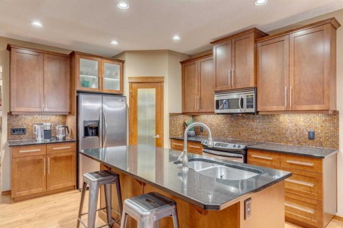 676 Auburn Bay Boulevard Se, Calgary, AB - Indoor Photo Showing Kitchen With Double Sink