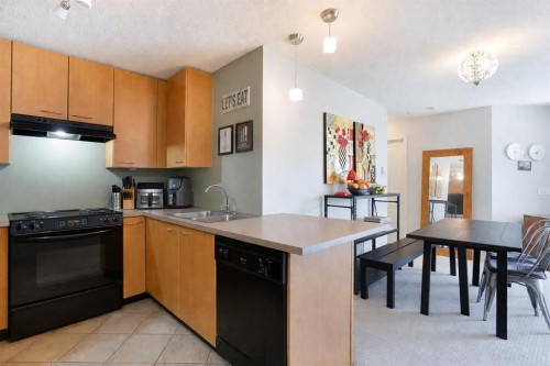 216-5115 Richard Road Sw, Calgary, AB - Indoor Photo Showing Kitchen With Double Sink