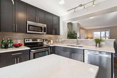 420 Mckenzie Towne Square Se, Calgary, AB - Indoor Photo Showing Kitchen With Stainless Steel Kitchen With Double Sink With Upgraded Kitchen