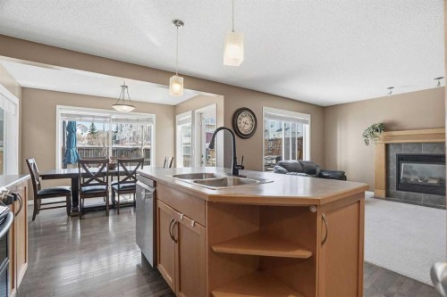 202 New Brighton Manor Se, Calgary, AB - Indoor Photo Showing Other Room With Fireplace
