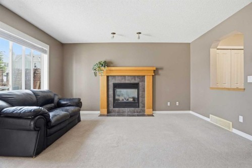 202 New Brighton Manor Se, Calgary, AB - Indoor Photo Showing Living Room With Fireplace