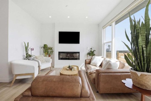 360 Calhoun Common Ne, Calgary, AB - Indoor Photo Showing Living Room With Fireplace