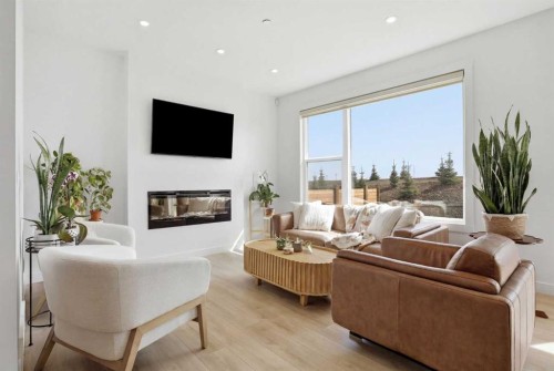 360 Calhoun Common Ne, Calgary, AB - Indoor Photo Showing Living Room With Fireplace