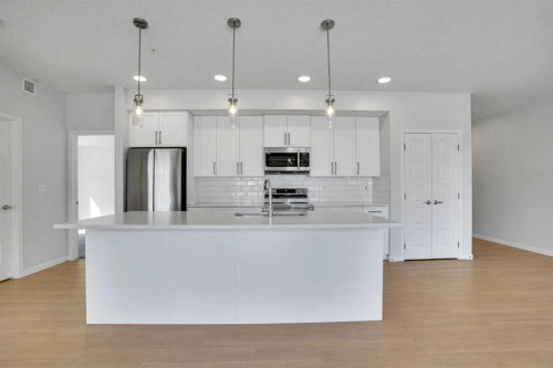 1102-33 Carringham Gate Nw, Calgary, AB - Indoor Photo Showing Kitchen With Stainless Steel Kitchen With Upgraded Kitchen