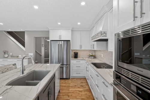 3513 Douglas Woods Heights Se, Calgary, AB - Indoor Photo Showing Kitchen With Stainless Steel Kitchen With Double Sink With Upgraded Kitchen