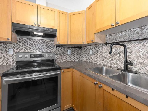 172 Simcoe Place Sw, Calgary, AB - Indoor Photo Showing Kitchen With Double Sink