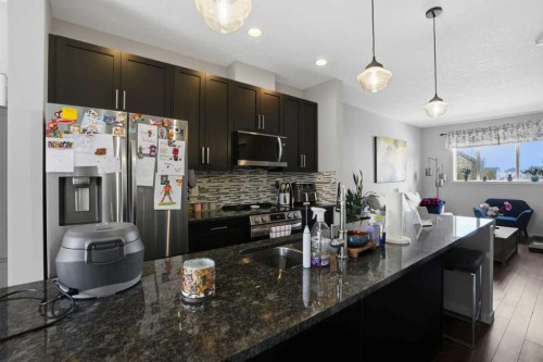 227 Copperpond Row Se, Calgary, AB - Indoor Photo Showing Kitchen With Upgraded Kitchen
