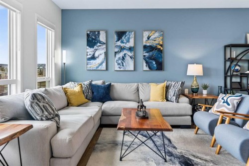 2313-220 Seton Grove Se, Calgary, AB - Indoor Photo Showing Living Room