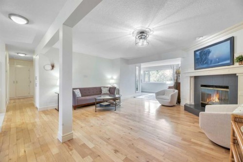 48 Waterloo Drive Sw, Calgary, AB - Indoor Photo Showing Living Room With Fireplace