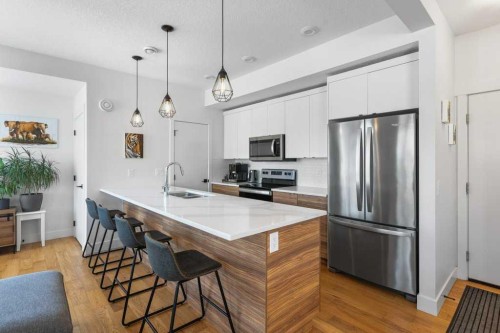 222 Seton Passage Se, Calgary, AB - Indoor Photo Showing Kitchen With Double Sink With Upgraded Kitchen