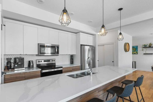 222 Seton Passage Se, Calgary, AB - Indoor Photo Showing Kitchen With Double Sink With Upgraded Kitchen