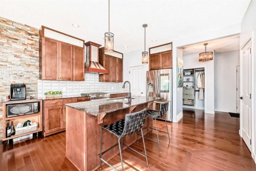 153 Chaparral Valley Mews, Calgary, AB - Indoor Photo Showing Kitchen With Upgraded Kitchen