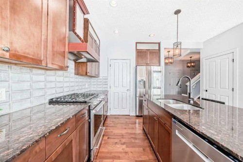 153 Chaparral Valley Mews, Calgary, AB - Indoor Photo Showing Kitchen With Double Sink With Upgraded Kitchen