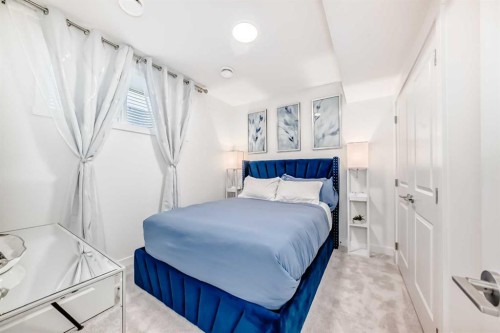 32 Sugarsnap Way Se, Calgary, AB - Indoor Photo Showing Bedroom