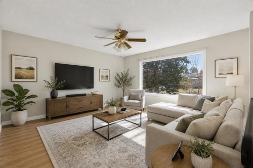 900 Abbeydale Drive Ne, Calgary, AB - Indoor Photo Showing Living Room