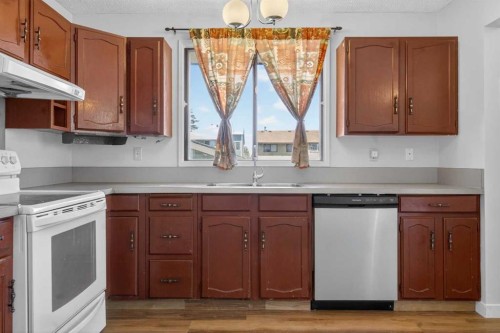900 Abbeydale Drive Ne, Calgary, AB - Indoor Photo Showing Kitchen With Double Sink