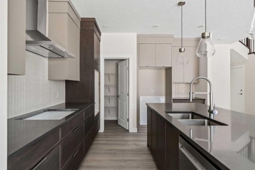 506 Lucas Way Nw, Calgary, AB - Indoor Photo Showing Kitchen With Double Sink With Upgraded Kitchen